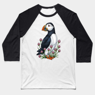 Northern Puffin Coastal Nature Art Baseball T-Shirt