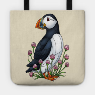 Northern Puffin Coastal Nature Art Tote