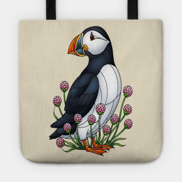 Northern Puffin Coastal Nature Art Tote by BirdsnStuff