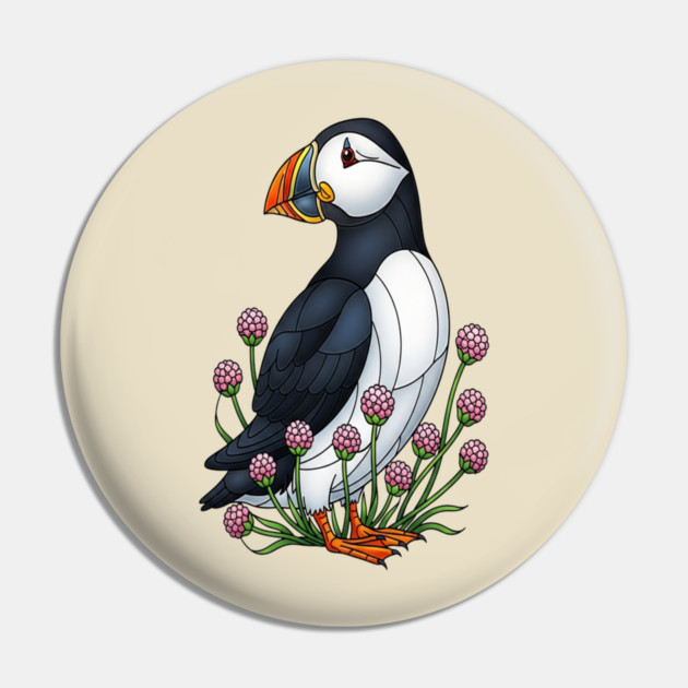 Northern Puffin Coastal Nature Art Pin by BirdsnStuff