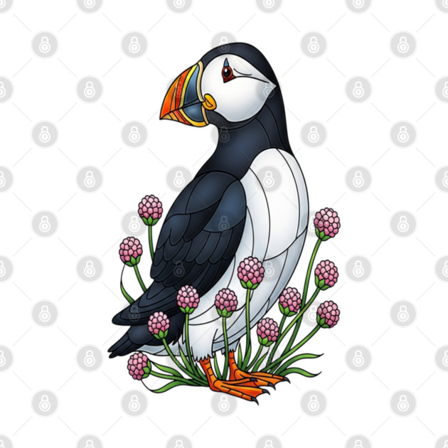 Northern Puffin Coastal Nature Art by BirdsnStuff