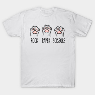 Funny Cat Rock Paper Scissors T-Shirt - Cute Kitten Paw Gamer Tee T-Shirt