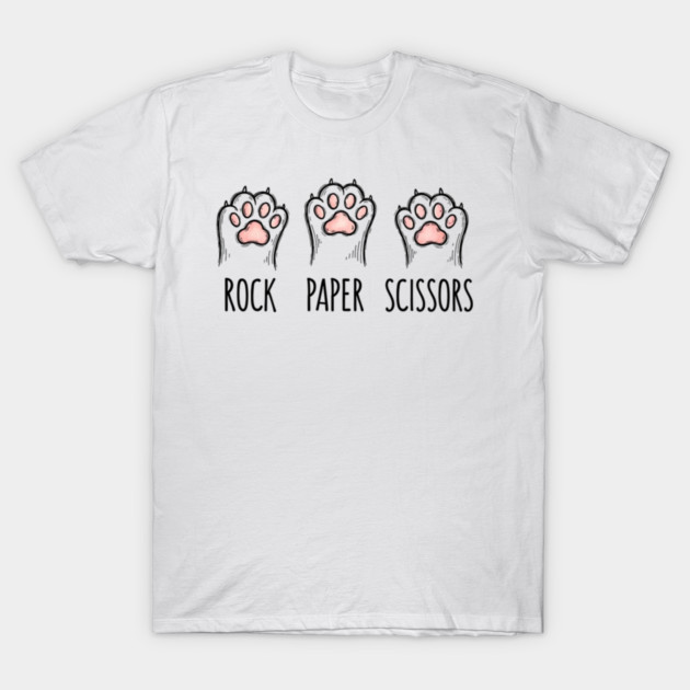 Funny Cat Rock Paper Scissors T-Shirt - Cute Kitten Paw Gamer Tee T-Shirt by OUTFITPAW