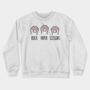 Funny Cat Rock Paper Scissors T-Shirt - Cute Kitten Paw Gamer Tee Crewneck Sweatshirt