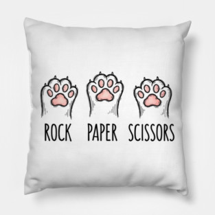Funny Cat Rock Paper Scissors T-Shirt - Cute Kitten Paw Gamer Tee Pillow