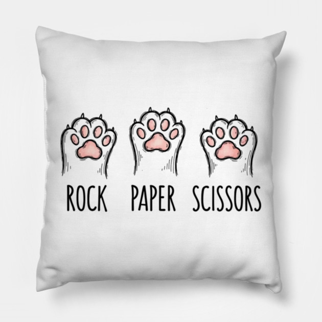Funny Cat Rock Paper Scissors T-Shirt - Cute Kitten Paw Gamer Tee Pillow by OUTFITPAW