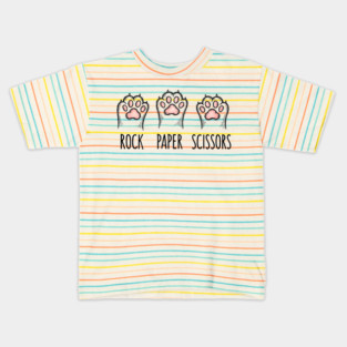 Funny Cat Rock Paper Scissors T-Shirt - Cute Kitten Paw Gamer Tee Kids T-Shirt