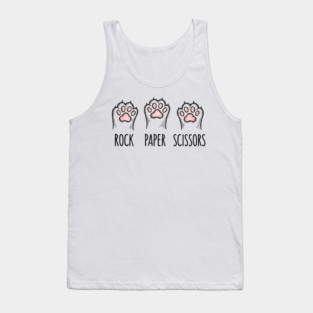 Funny Cat Rock Paper Scissors T-Shirt - Cute Kitten Paw Gamer Tee Tank Top
