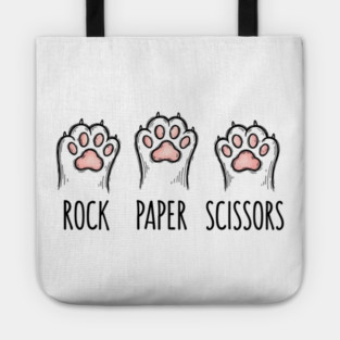 Funny Cat Rock Paper Scissors T-Shirt - Cute Kitten Paw Gamer Tee Tote