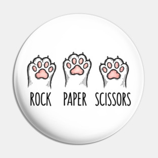Funny Cat Rock Paper Scissors T-Shirt - Cute Kitten Paw Gamer Tee Pin