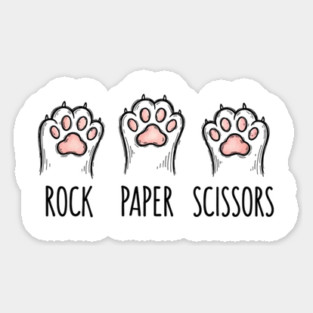 Funny Cat Rock Paper Scissors T-Shirt - Cute Kitten Paw Gamer Tee Magnet