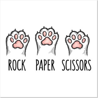 Funny Cat Rock Paper Scissors T-Shirt - Cute Kitten Paw Gamer Tee Posters and Art
