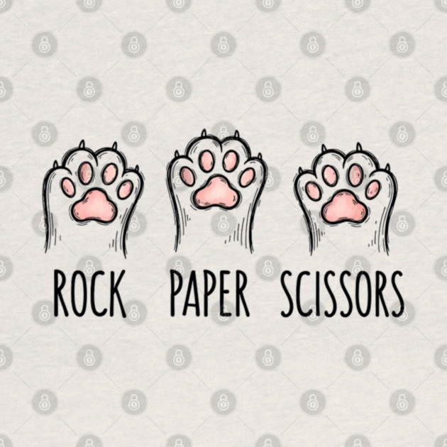 Funny Cat Rock Paper Scissors T-Shirt - Cute Kitten Paw Gamer Tee by OUTFITPAW