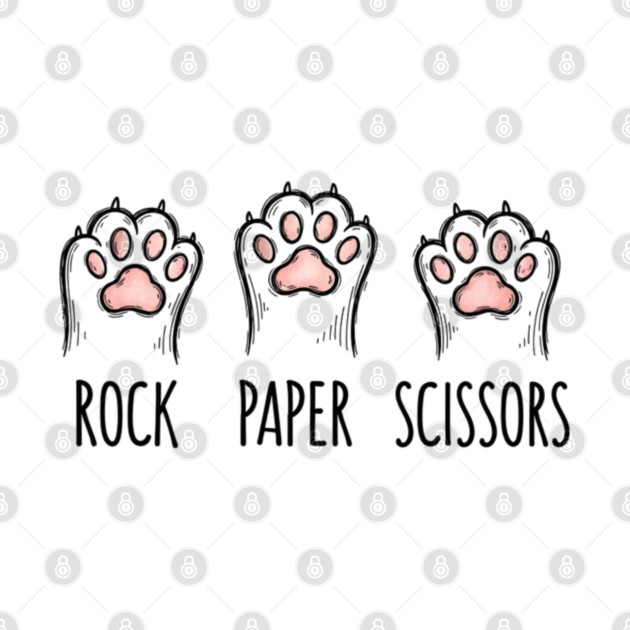 Funny Cat Rock Paper Scissors T-Shirt - Cute Kitten Paw Gamer Tee by OUTFITPAW