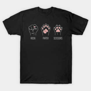 Funny Cat Rock Paper Scissors T-Shirt - Cute Kitten Paw Gamer Tee T-Shirt