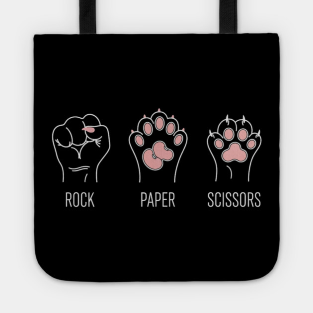 Funny Cat Rock Paper Scissors T-Shirt - Cute Kitten Paw Gamer Tee Tote by OUTFITPAW