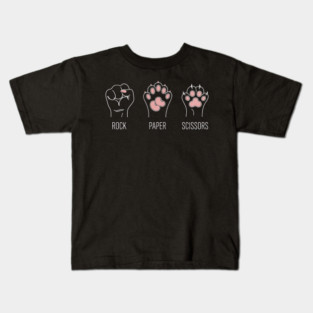 Funny Cat Rock Paper Scissors T-Shirt - Cute Kitten Paw Gamer Tee Kids T-Shirt