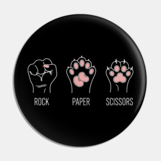 Funny Cat Rock Paper Scissors T-Shirt - Cute Kitten Paw Gamer Tee Pin