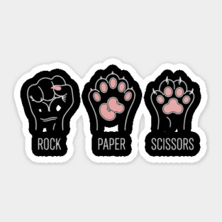 Funny Cat Rock Paper Scissors T-Shirt - Cute Kitten Paw Gamer Tee Sticker