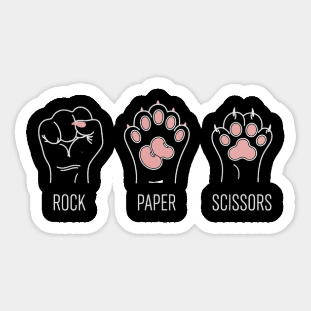 Funny Cat Rock Paper Scissors T-Shirt - Cute Kitten Paw Gamer Tee Magnet by OUTFITPAW