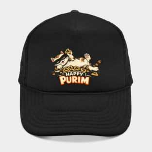 Purim Cat Hamantaschen Retro Jewish Holiday Design, Funny Purim Gift, Jewish Humor Art Hat