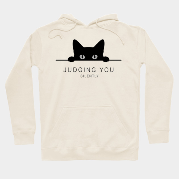Judging You Silently Cat T-Shirt - Funny Black Cat Peeking Graphic Tee Hoodie by OUTFITPAW