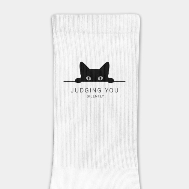 Judging You Silently Cat T-Shirt - Funny Black Cat Peeking Graphic Tee by OUTFITPAW