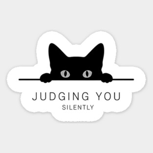 Judging You Silently Cat T-Shirt - Funny Black Cat Peeking Graphic Tee Sticker