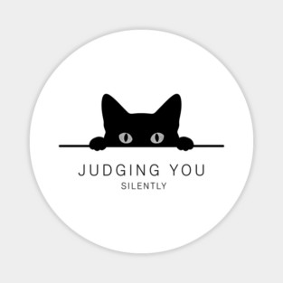 Judging You Silently Cat T-Shirt - Funny Black Cat Peeking Graphic Tee Magnet