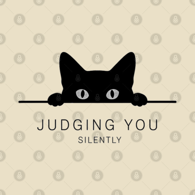 Judging You Silently Cat T-Shirt - Funny Black Cat Peeking Graphic Tee by OUTFITPAW
