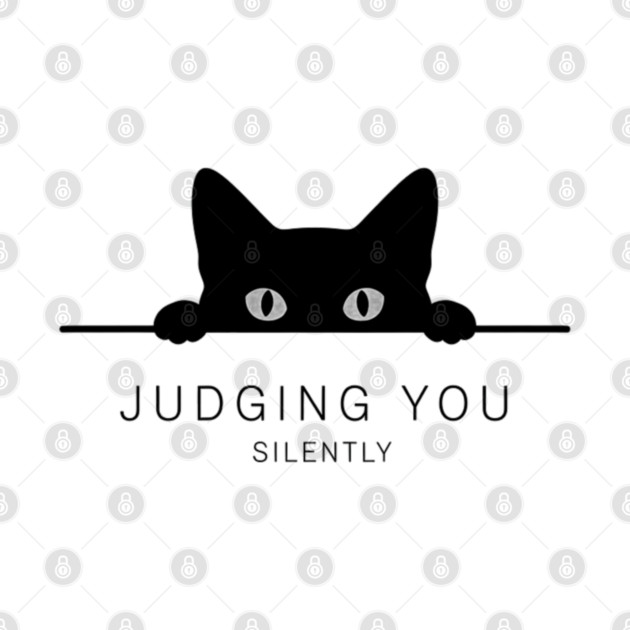 Judging You Silently Cat T-Shirt - Funny Black Cat Peeking Graphic Tee by OUTFITPAW