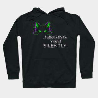 Judging You Silently Cat T-Shirt - Funny Black Cat Peeking Graphic Tee Hoodie
