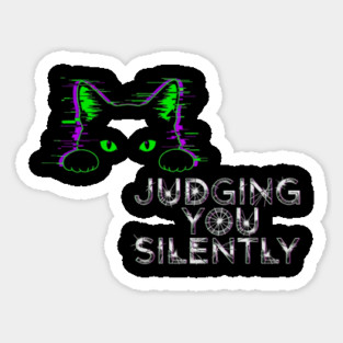 Judging You Silently Cat T-Shirt - Funny Black Cat Peeking Graphic Tee Sticker