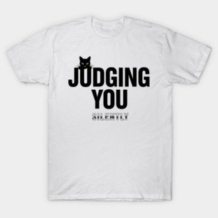 Judging You Silently Cat T-Shirt - Funny Black Cat Peeking Graphic Tee T-Shirt