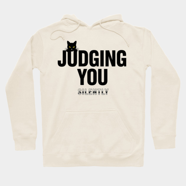 Judging You Silently Cat T-Shirt - Funny Black Cat Peeking Graphic Tee Hoodie by OUTFITPAW