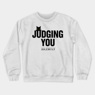 Judging You Silently Cat T-Shirt - Funny Black Cat Peeking Graphic Tee Crewneck Sweatshirt