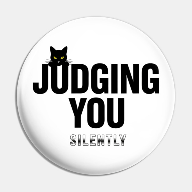 Judging You Silently Cat T-Shirt - Funny Black Cat Peeking Graphic Tee Pin by OUTFITPAW