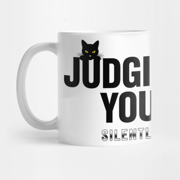 Judging You Silently Cat T-Shirt - Funny Black Cat Peeking Graphic Tee by OUTFITPAW