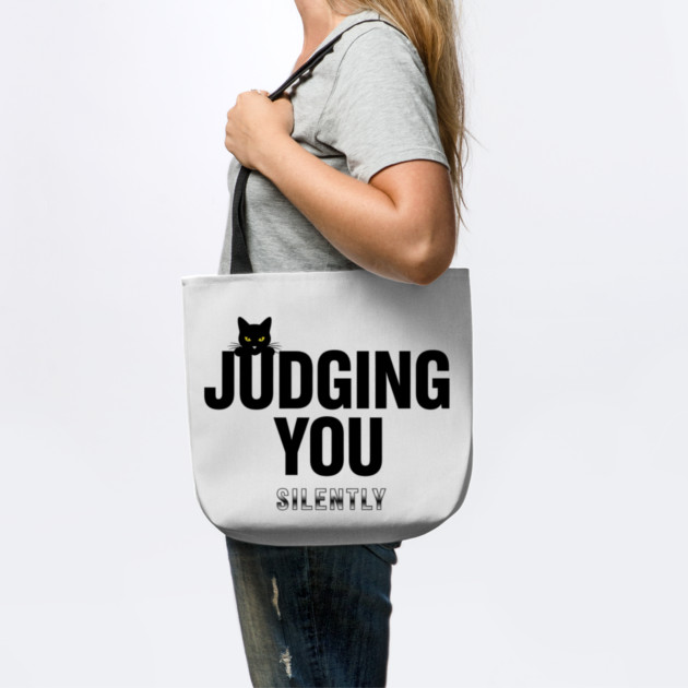 Judging You Silently Cat T-Shirt - Funny Black Cat Peeking Graphic Tee by OUTFITPAW