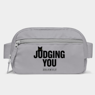 Judging You Silently Cat T-Shirt - Funny Black Cat Peeking Graphic Tee Bag