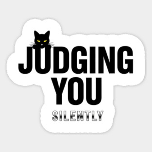 Judging You Silently Cat T-Shirt - Funny Black Cat Peeking Graphic Tee Magnet
