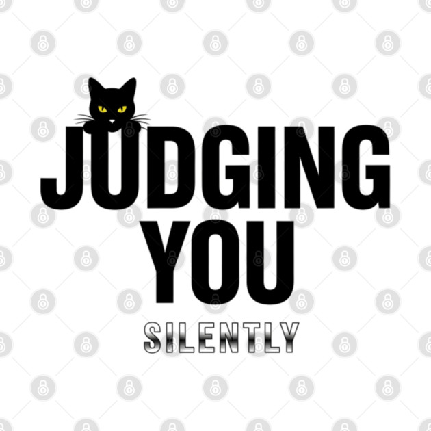 Judging You Silently Cat T-Shirt - Funny Black Cat Peeking Graphic Tee by OUTFITPAW