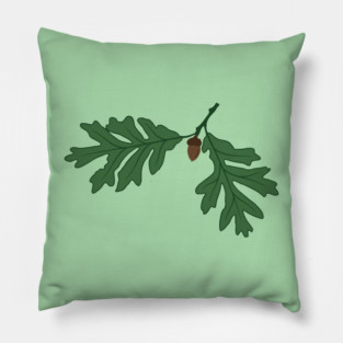 Vintage Oak Leaves & Acorn – Woodland Botanical Design Pillow