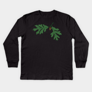 Vintage Oak Leaves & Acorn – Woodland Botanical Design Kids Long Sleeve T-Shirt