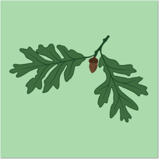 Vintage Oak Leaves & Acorn – Woodland Botanical Design Posters and Art