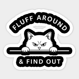 Fluff Around and Find Out Shirt - Funny Sarcastic Black Cat T-Shirt Sticker