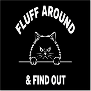 Fluff Around and Find Out Shirt - Funny Sarcastic Black Cat T-Shirt Posters and Art