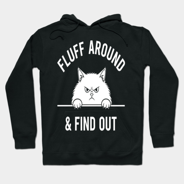 Fluff Around and Find Out Shirt - Funny Sarcastic Black Cat T-Shirt Hoodie by OUTFITPAW