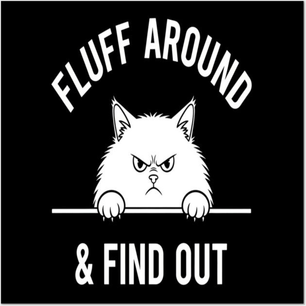 Fluff Around and Find Out Shirt - Funny Sarcastic Black Cat T-Shirt Wall Art by OUTFITPAW