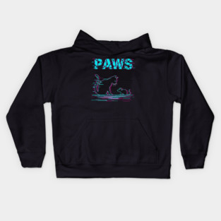 Unique Glitch Art Cat Gift - Retro PAWS Parody Kitten Lover Tee Kids Hoodie